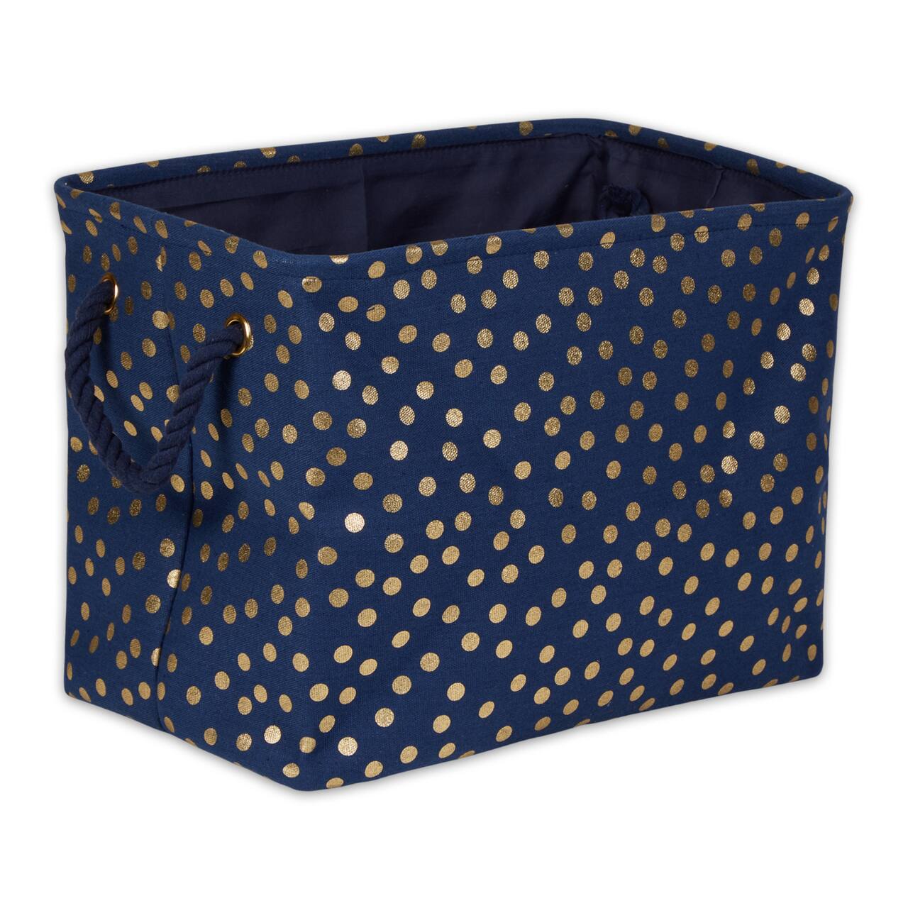 Medium Polyester Rectangle Bin With Gold Dots